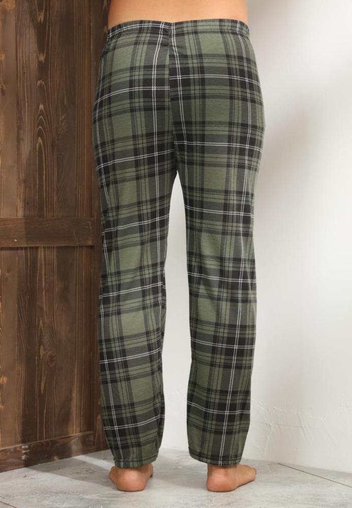 Pantaloni de Pijama ,Big Size ,Barbati ,Culoare Verde Inchis cu Alb,Engros